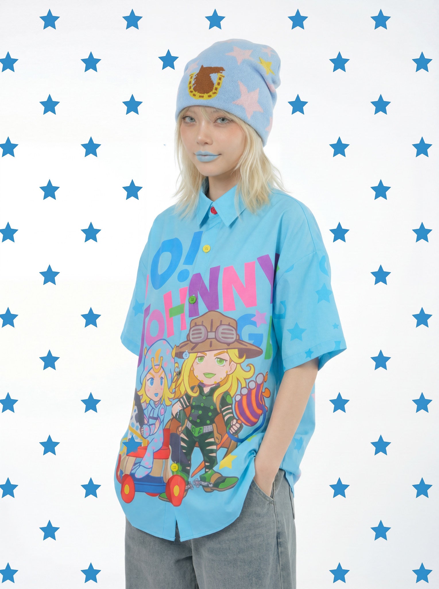 MeowMeow Bug - Blue Anime Graphic Shirt shirt MeowMeow Bug