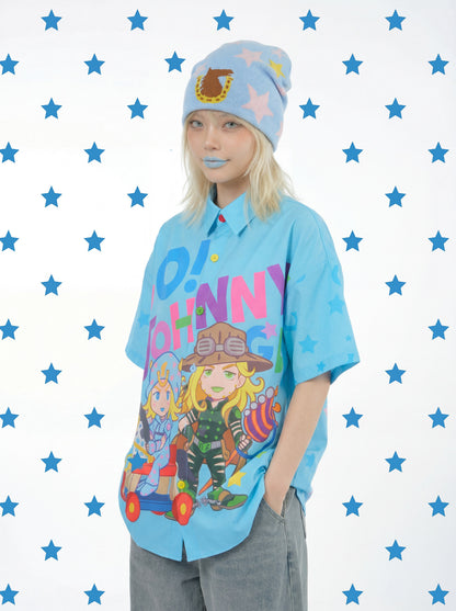 MeowMeow Bug - Blue Anime Graphic Shirt shirt MeowMeow Bug
