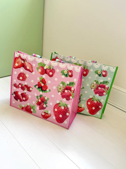 FRUITS - Strawberry Polka Dot Tote Bag | Kawaii Japanese Shoulder Bag bag Fruits