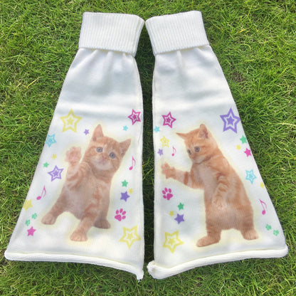 NIHONKIDS - Y2K Happy Cat Millennium Girl Leg Warmers leg warmmers NIHON KIDS