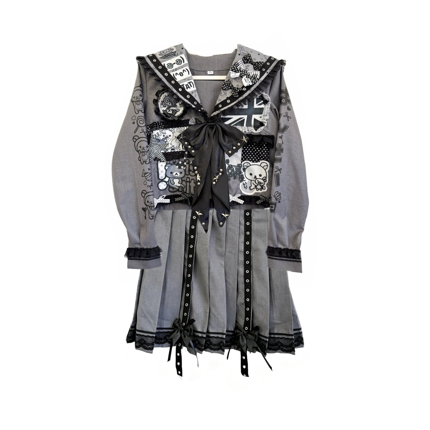 RedDevil - Grey Bear Sailor Uniform Set set Red Devil Set (Top and Skirt) S