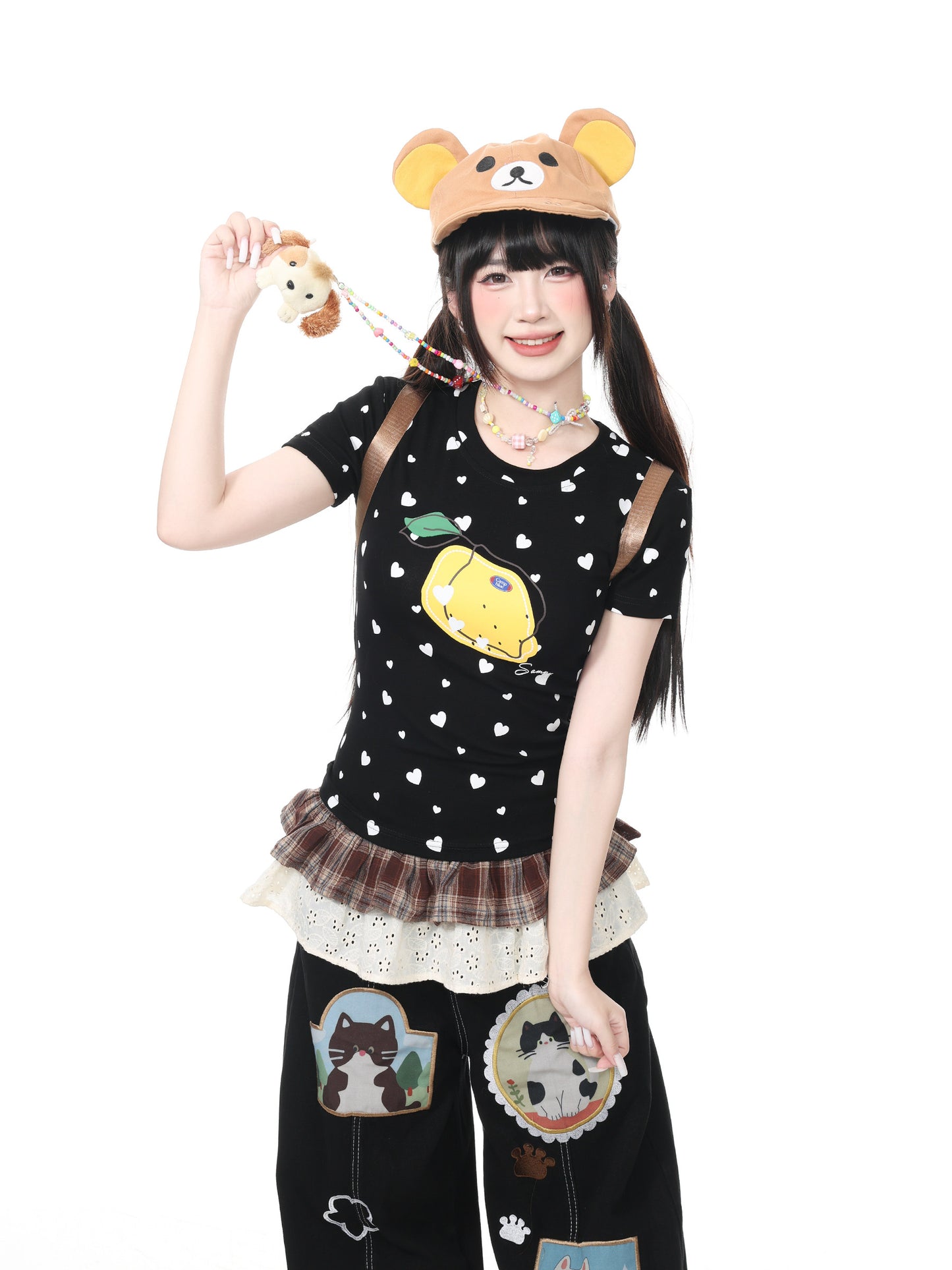 Languid Park - Heart Print Fitted Tee tshirt Languid Park