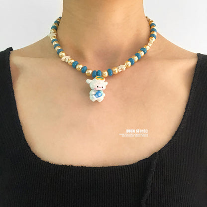 Duoxi - Kawaii Animal Charm Pearl Beaded Necklace necklace DuoXi