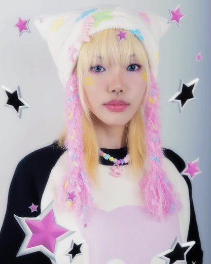 NIHON KIDS - Decora Kei Star Cat Ear Beanie hat NIHON KIDS