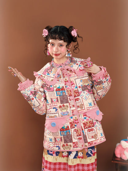LutraJump - Decora Kei Patchwork Padded Jacket coat Lutra Jump