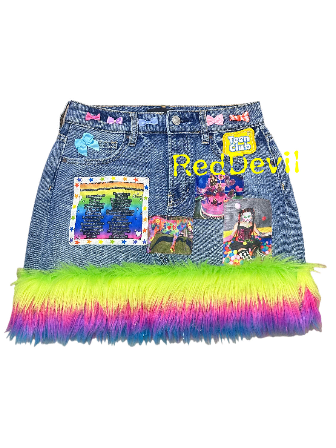 RedDevil - Decora Kei Rainbow Denim Skirt skirt Red Devil