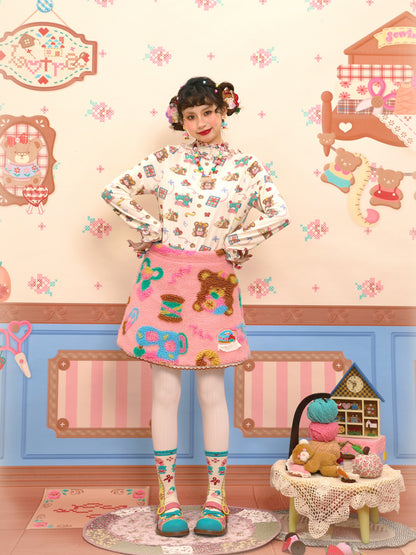 Lutra Jump - Decora Pink Fleece Mini Skirt skirt Lutra Jump