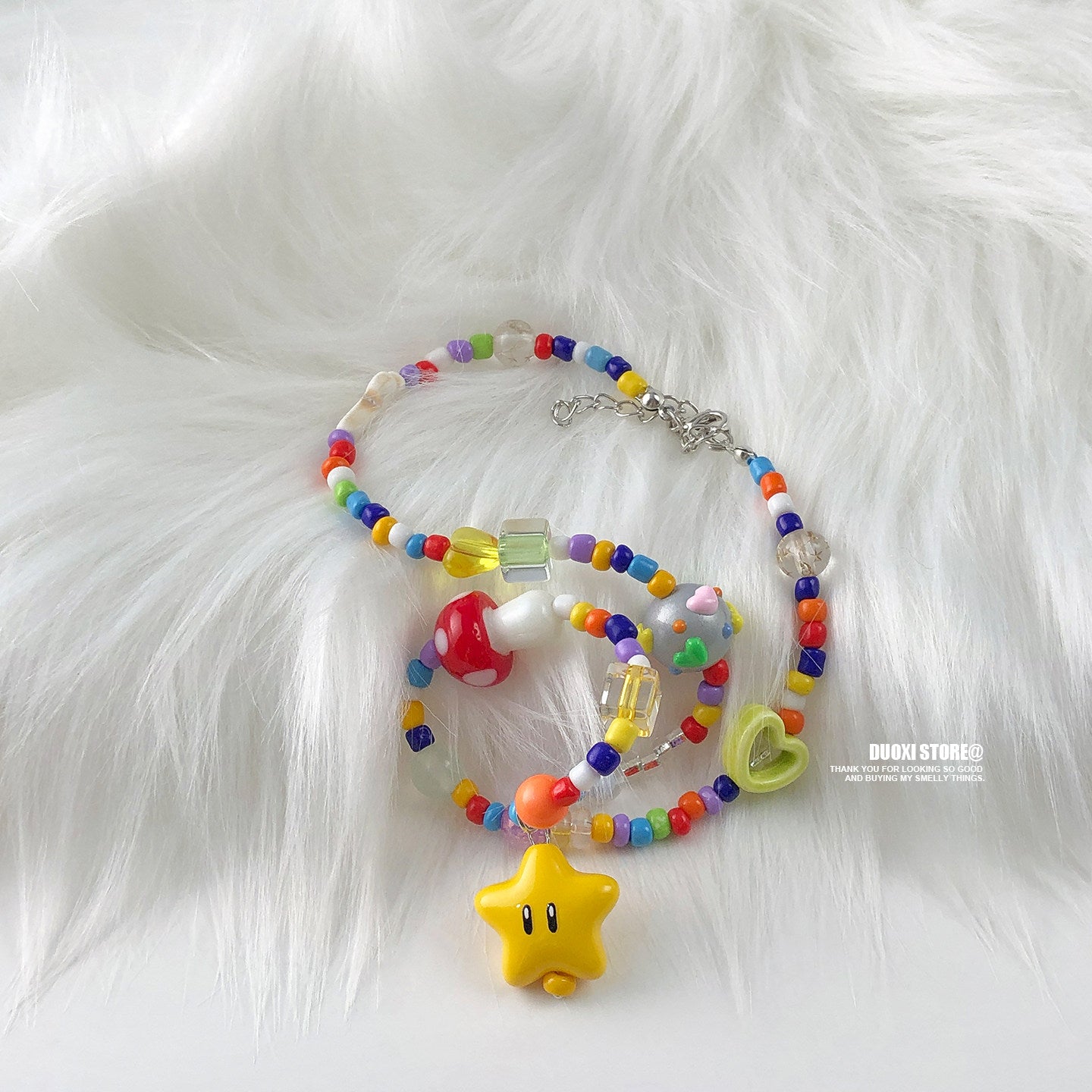 Duoxi - Kawaii Yellow Star Colorful Beaded Necklace necklace DuoXi