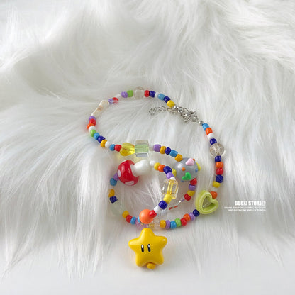 Duoxi - Kawaii Yellow Star Colorful Beaded Necklace necklace DuoXi