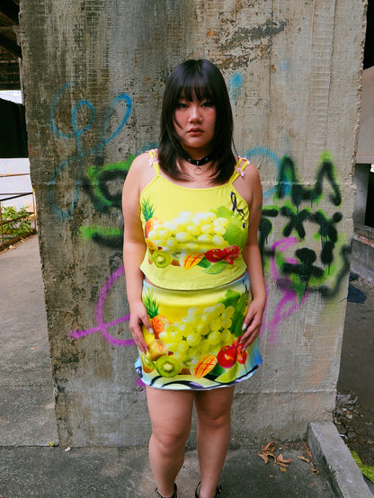 HotNipplesClub - Tropical Fruit Satin Skirt skirt Hot Nipples Club