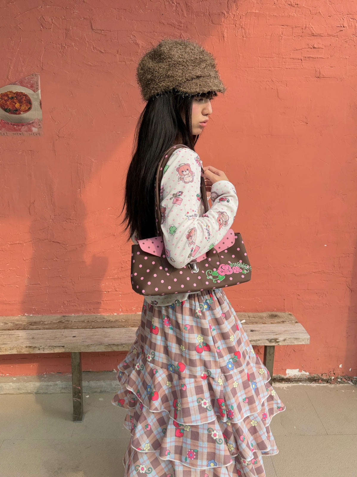 KaiXin hostel - Bear Heart Print Camisole & Cardigan Set shirt KaiXin hostel