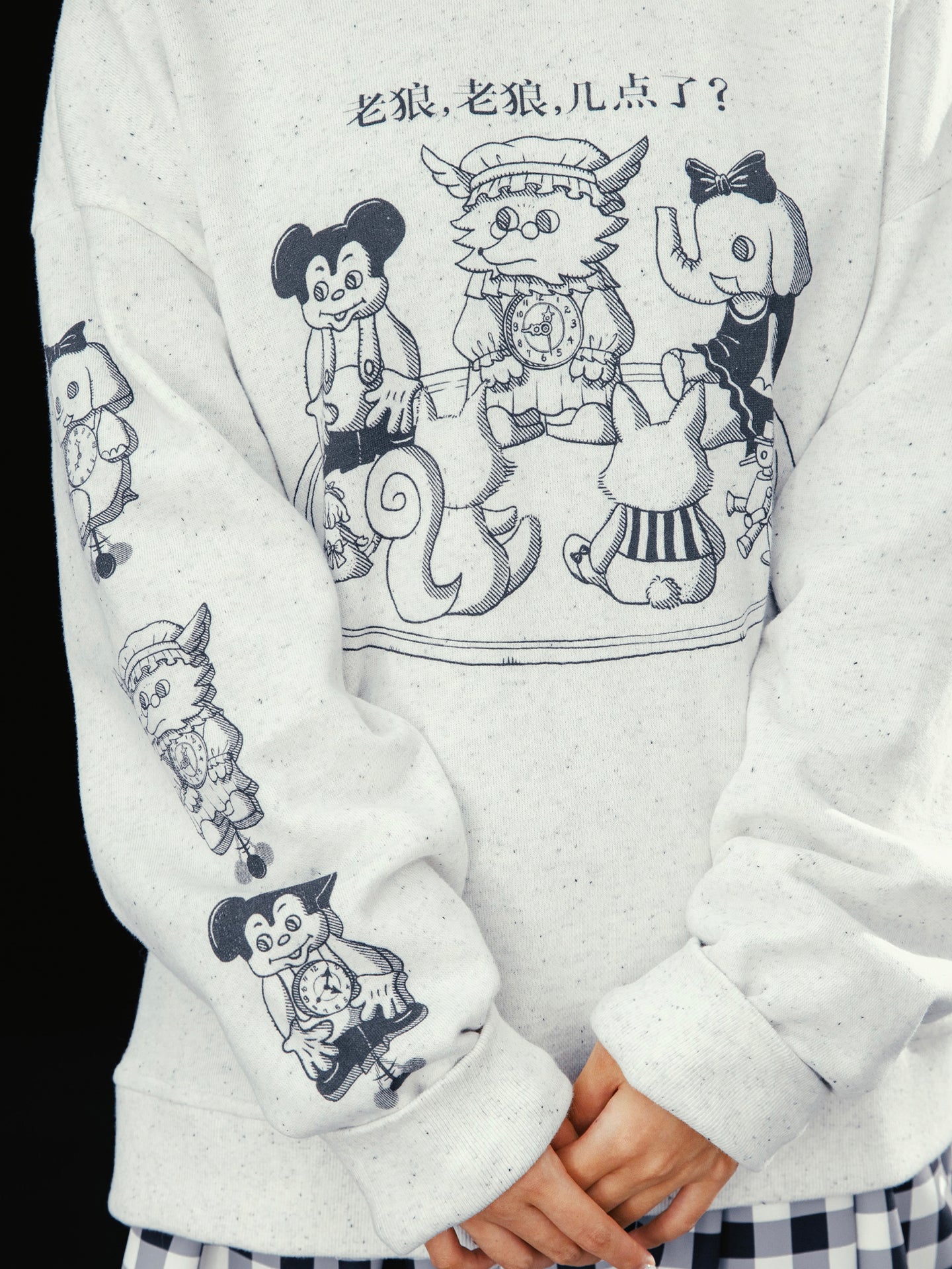 Meugler - Kawaii Sweatshirt Grey Speckled Asymmetric Sweatshirt sweatshirt Meugler