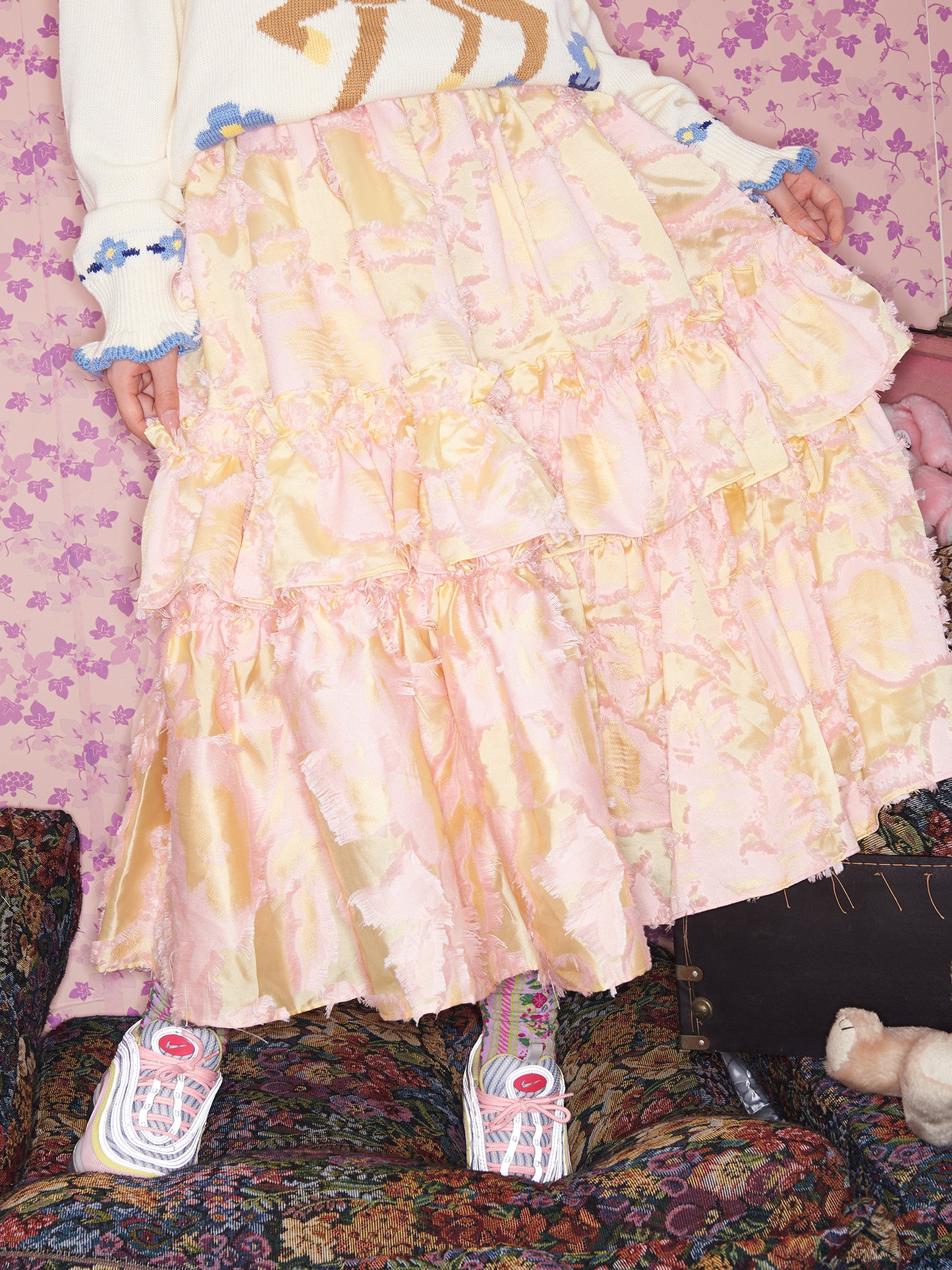 tntntutu - Kawaii Layered Ruffle Woven Skirt skirt tntntutu