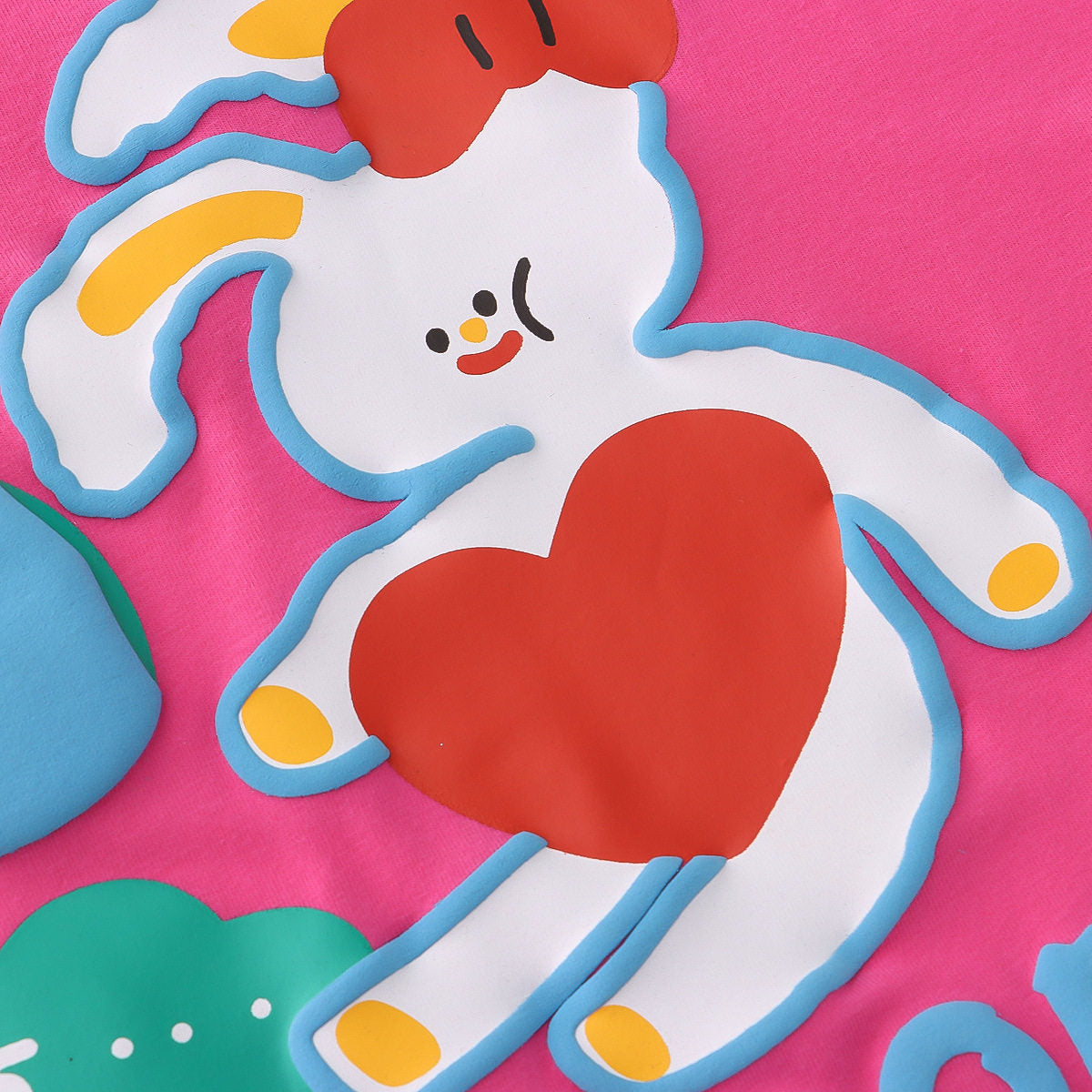 Toothshop - Whimsical Girl Heart Bunny Print Oversized T-Shirt tshirt toothshop