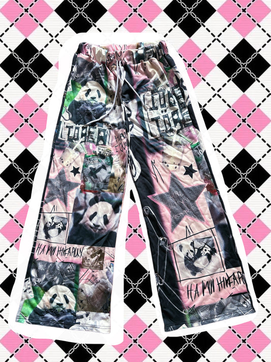 LEERROO - Y2K Panda Wide Leg Pants pants Leerroo