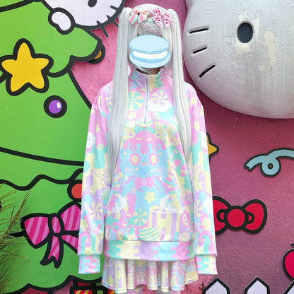 Rainbow Universe RUX - Pastel Macaron Decora Kei Skirt Set set Rainbow Universe RUX Top S