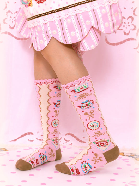 Lutra Jump - Kawaii Pink Tea Time Socks socks Lutra Jump