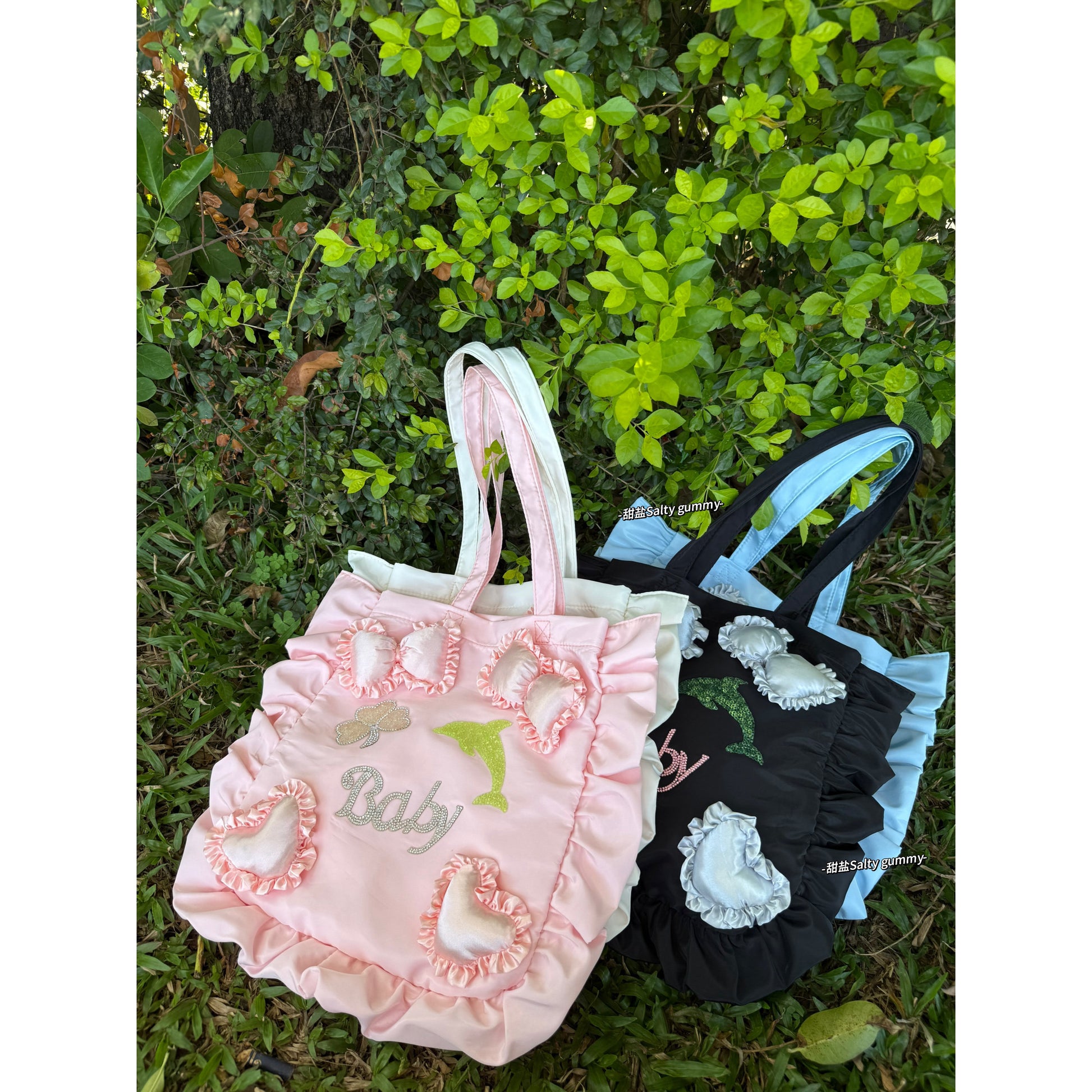 Salty Gummy - Satin Ruffle Tote Bag bag Salty Gummy