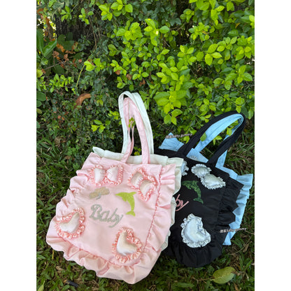 Salty Gummy - Satin Ruffle Tote Bag bag Salty Gummy