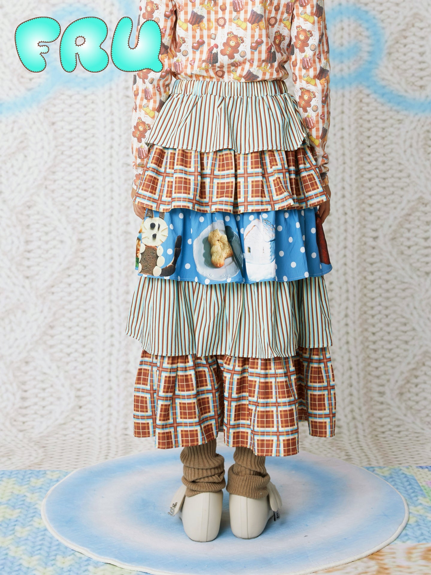 frufru - Kawaii Chocolate Cake Printed Skirt skirt frufru