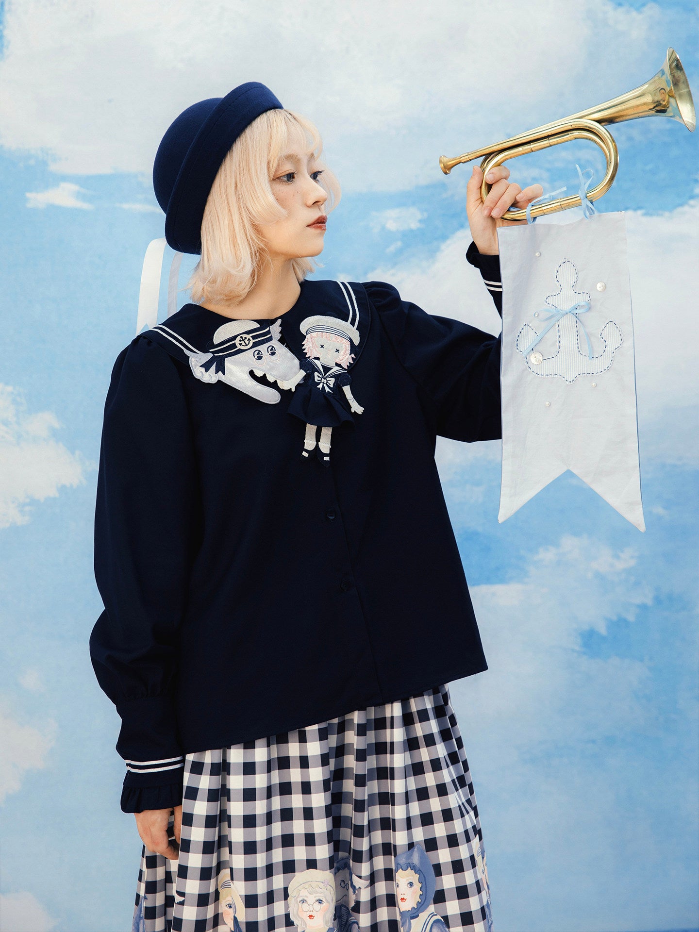 Meugler - Kawaii Navy Wolf Sailor Blouse blouse Meugler