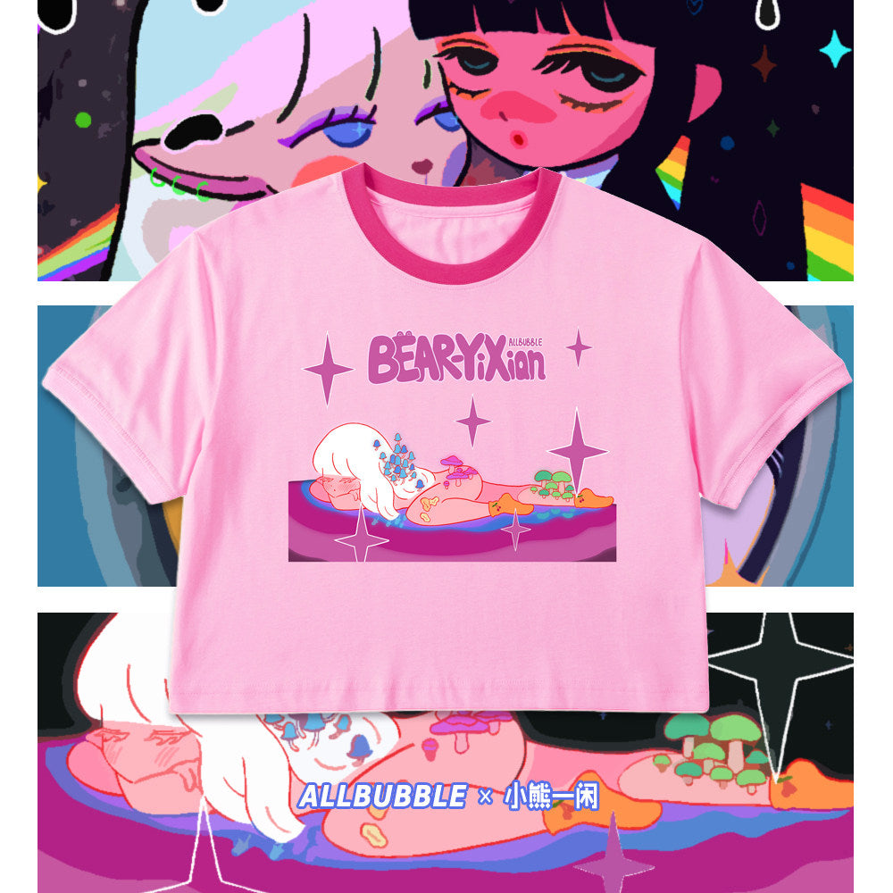 Allbubble - Bear Graphic Cropped T-Shirt shirt Allbubble