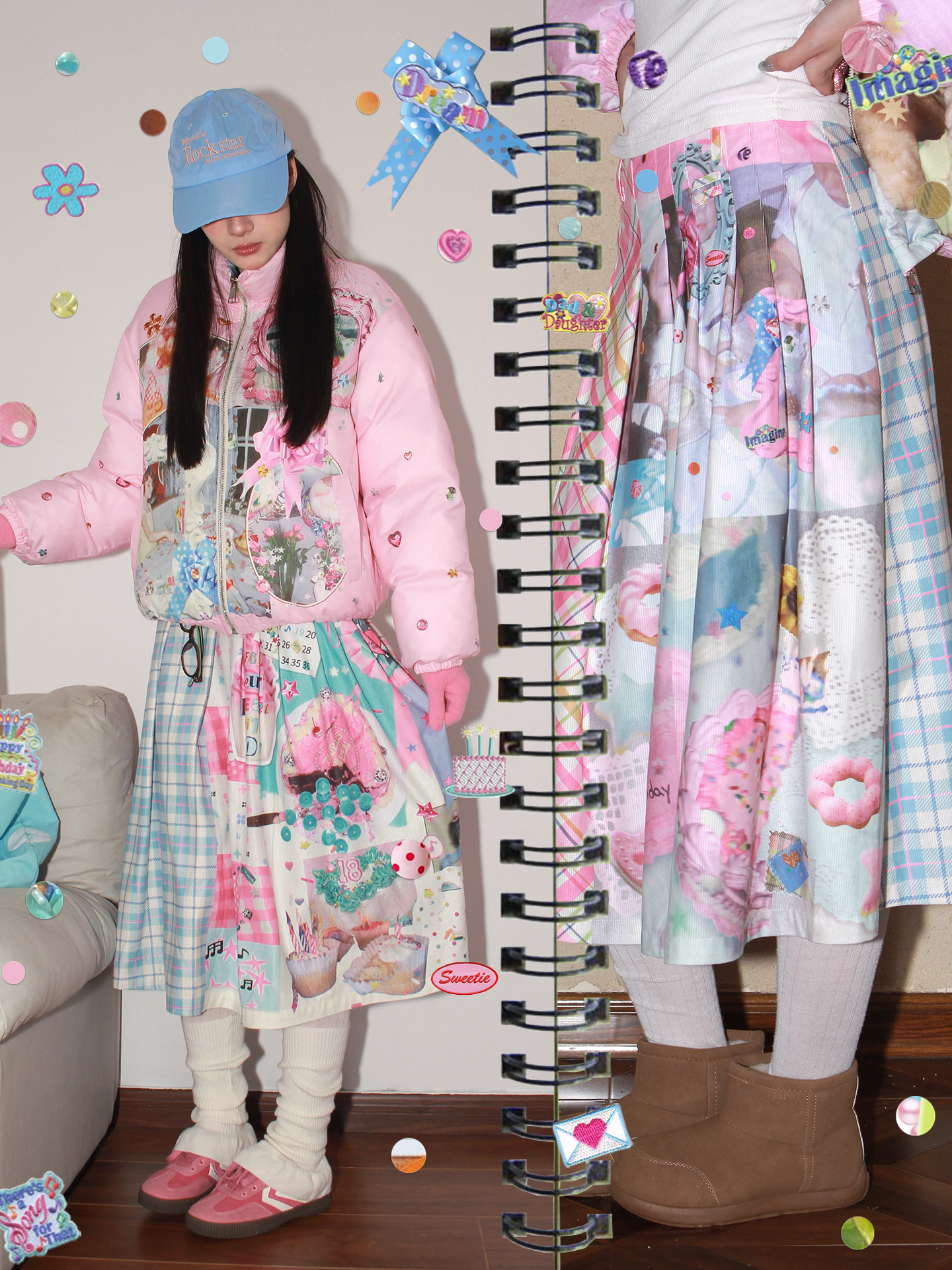 NeogoMade - Kawaii Retro Plaid Reversible Skirt skirt NeogoMade