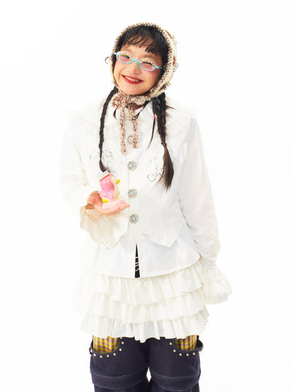 sillysis - Vintage Ruffled Doll Blouse blouse sillysis