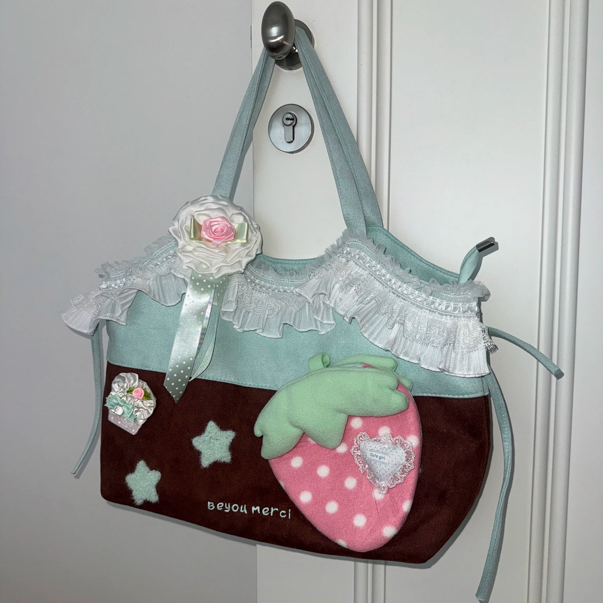 Hottie - Vintage Strawberry Star Plush Tote Bag bag Hottie