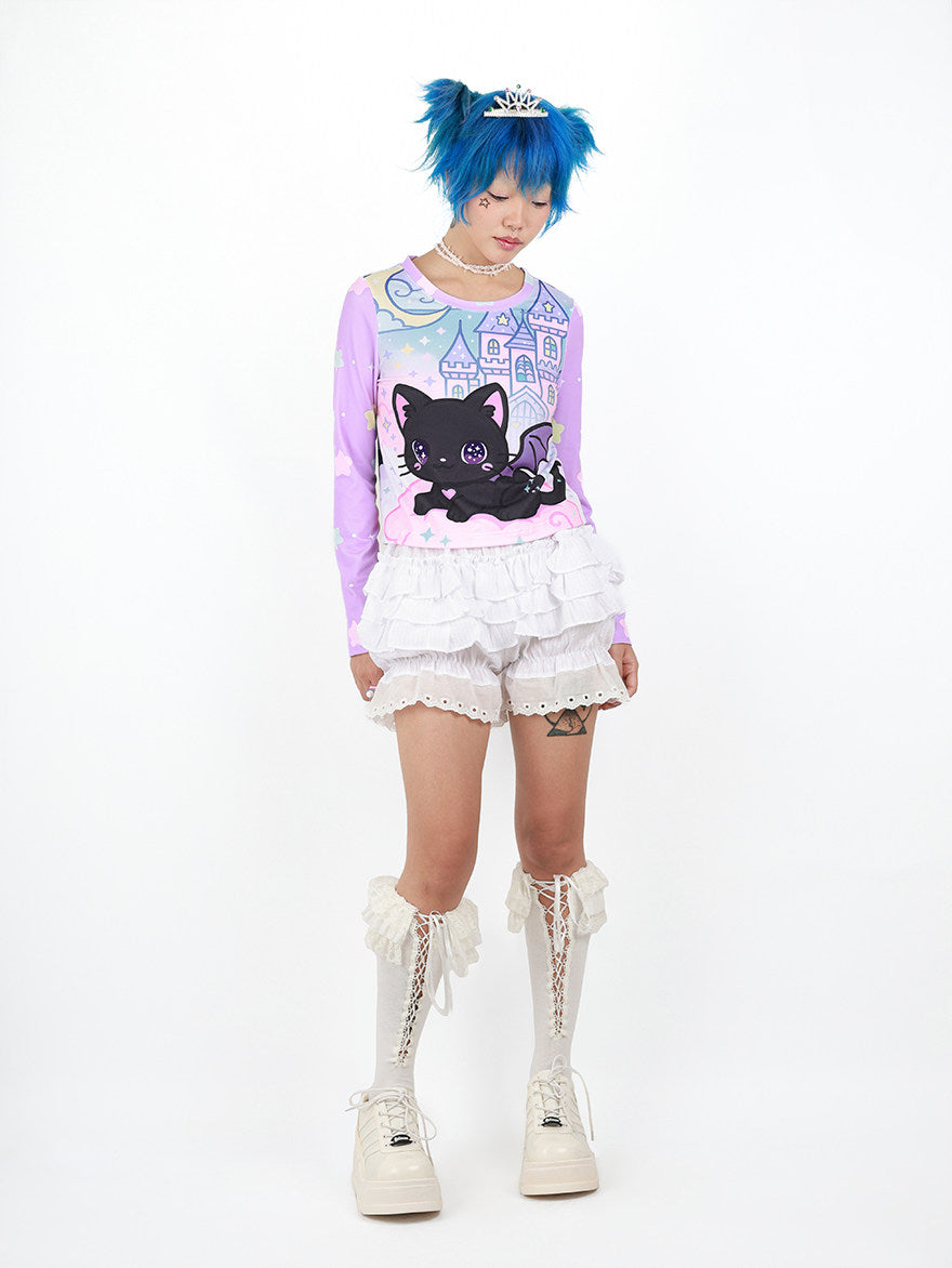 Nihonkids - Pastel Gothic Black Cat Tee shirt NIHON KIDS