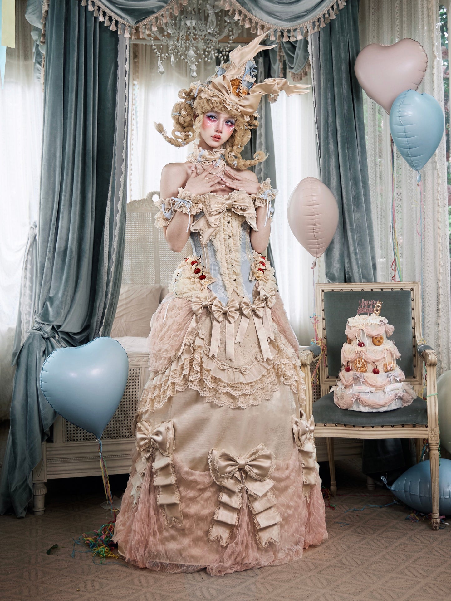 BLOOD SUPPLY - Mousse Soirée Rococo Lolita Bustle Skirt with Train dress BLOOD SUPPLY