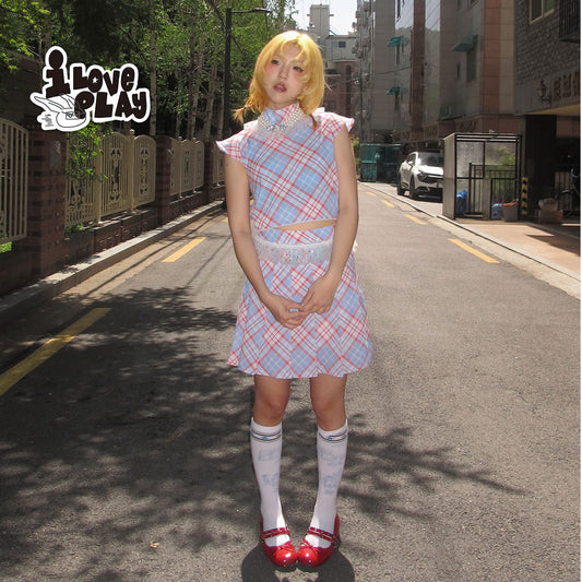 LovePlay – Y2K Red Plaid Skirt Summer Hero Set set loveplay