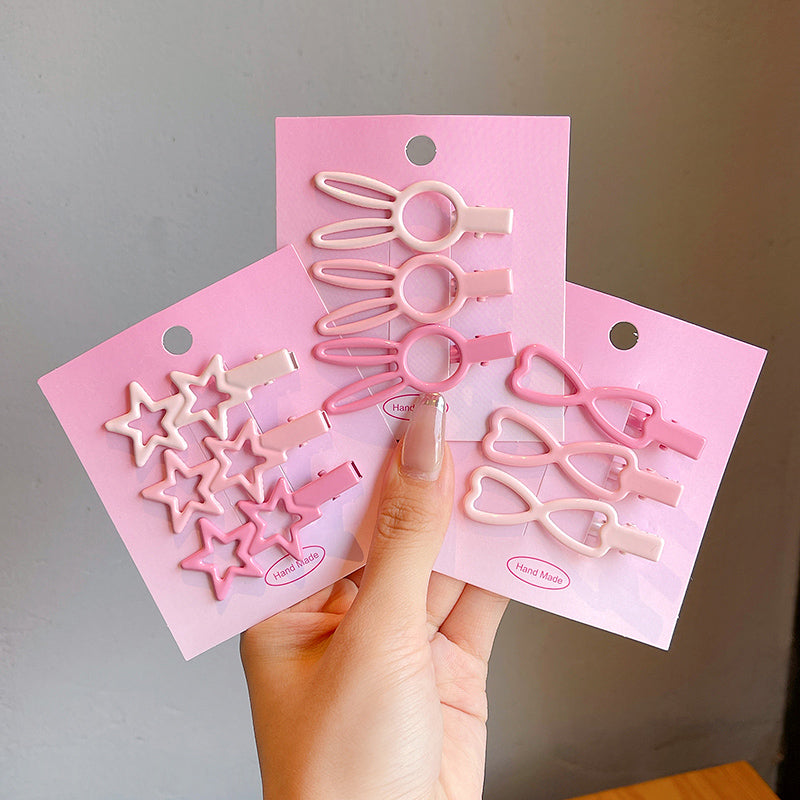 Decora Kei Hair Clip – Star & Heart Pink Acrylic hair clip duofeimao
