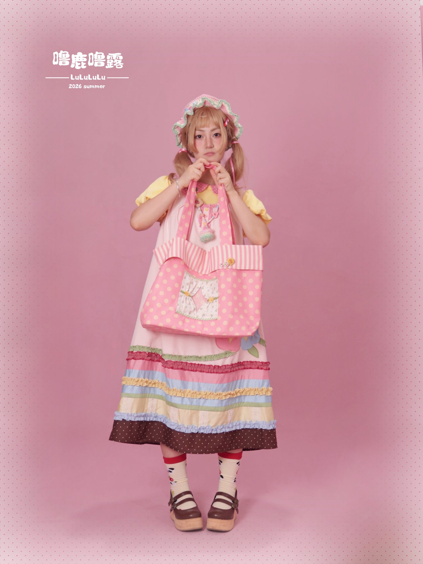 LULULULU - Curtain-Inspired Pink Polka Dot Tote Bag bag LULULULU