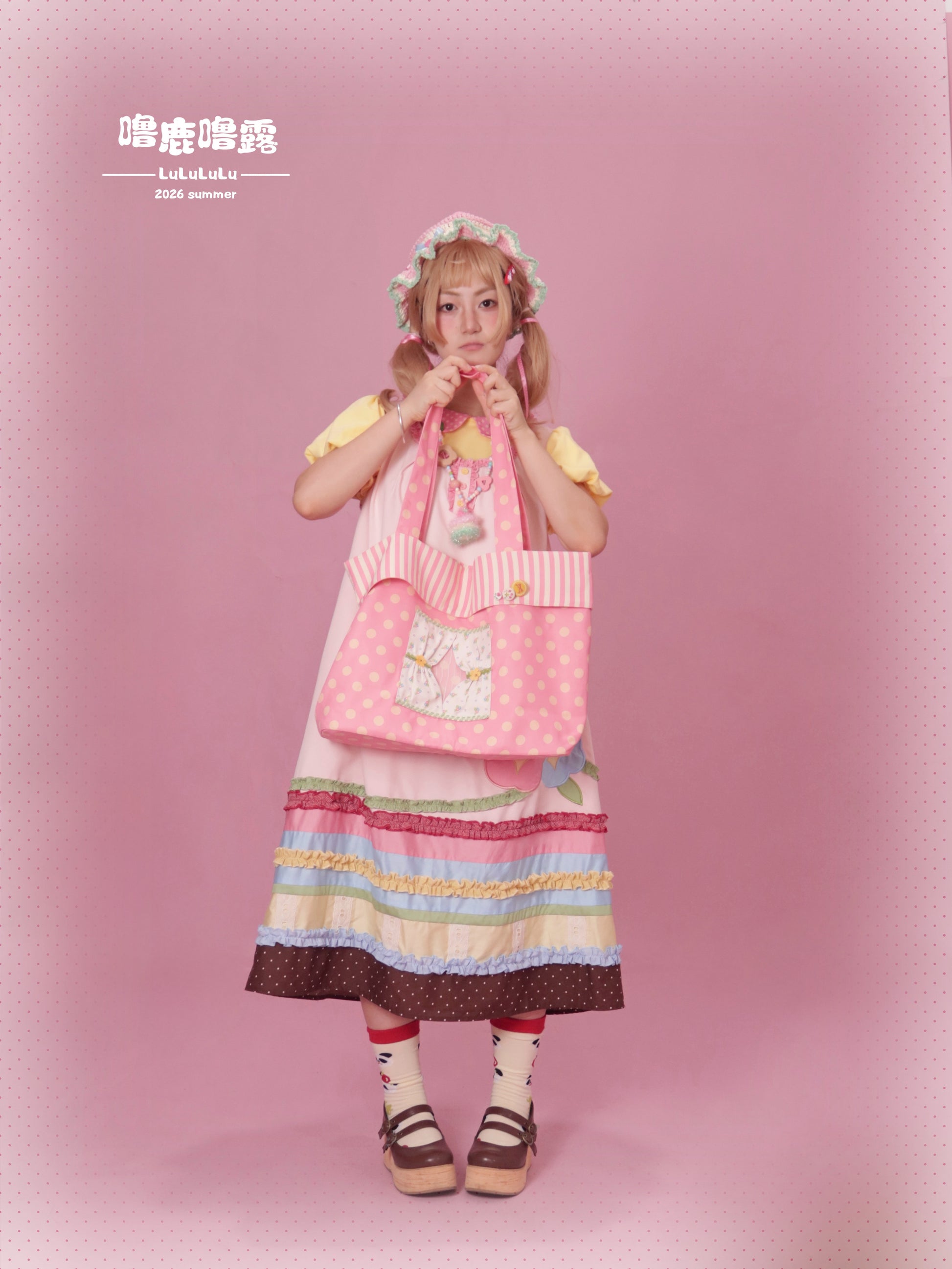 LULULULU - Curtain-Inspired Pink Polka Dot Tote Bag bag LULULULU