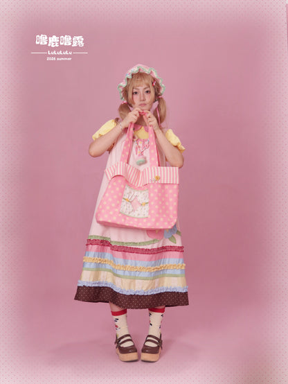 LULULULU - Curtain-Inspired Pink Polka Dot Tote Bag bag LULULULU