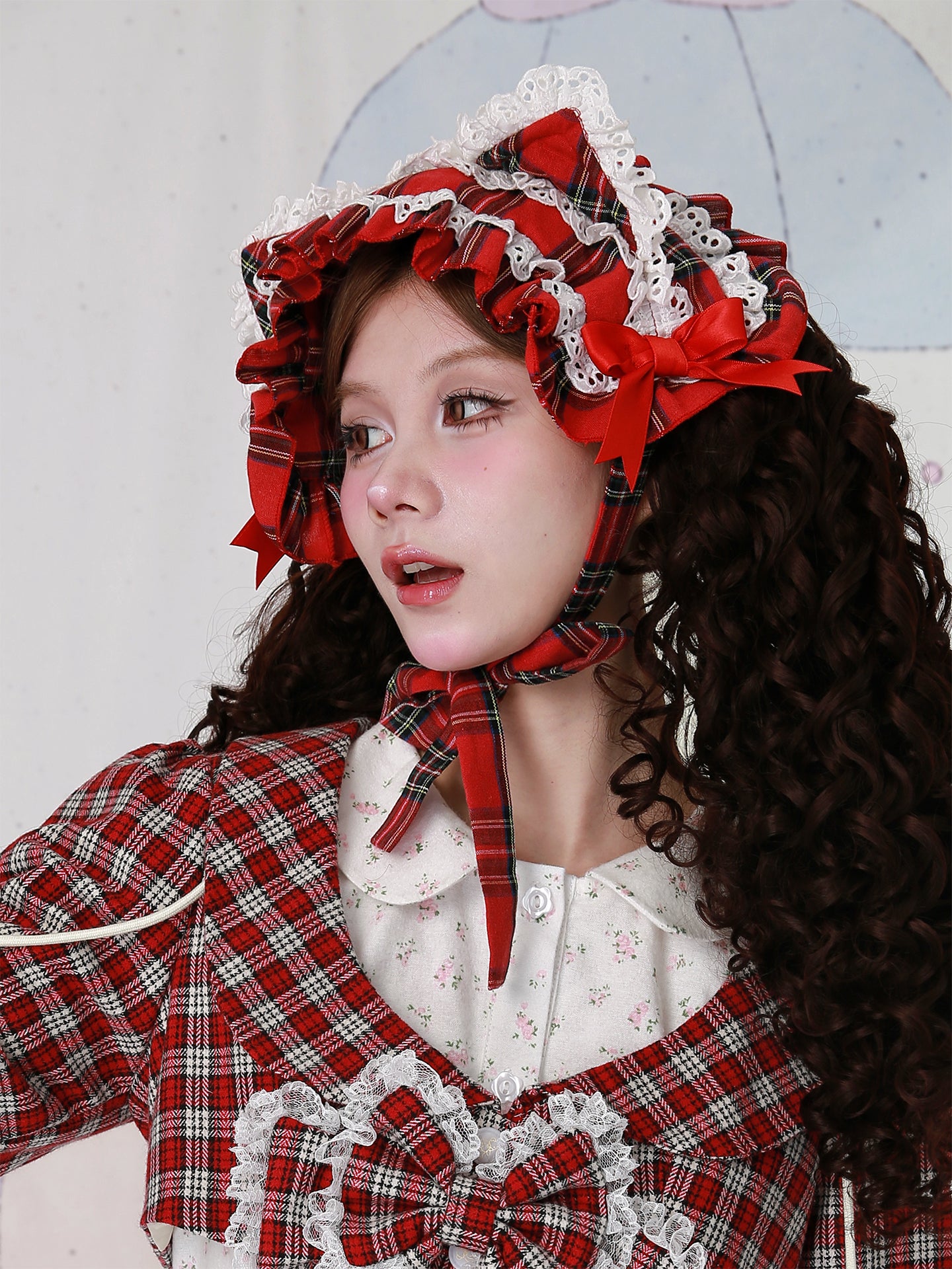 SOS MEME CLUB - Kawaii Headband Christmas Red Plaid Headwear headband SOS MEME CLUB