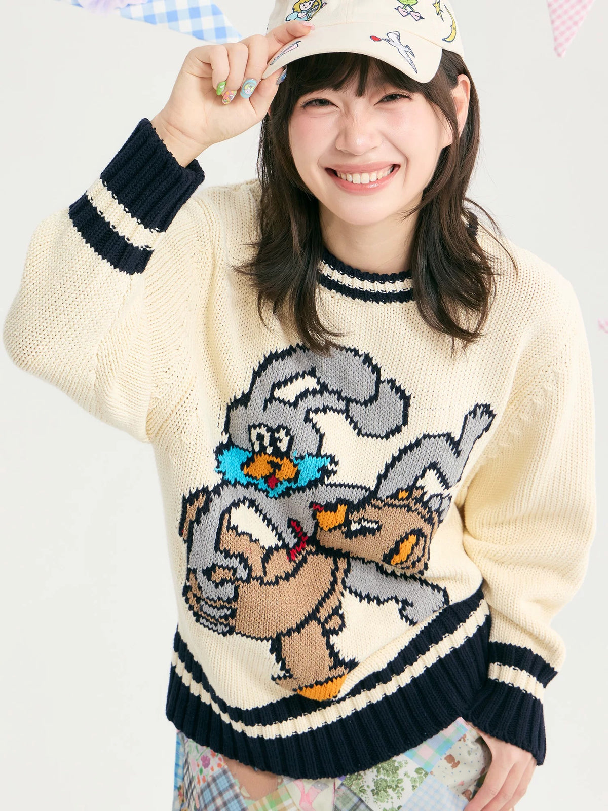 tntntutu - Bunny & Bear Intarsia Knit Sweater sweater tntntutu