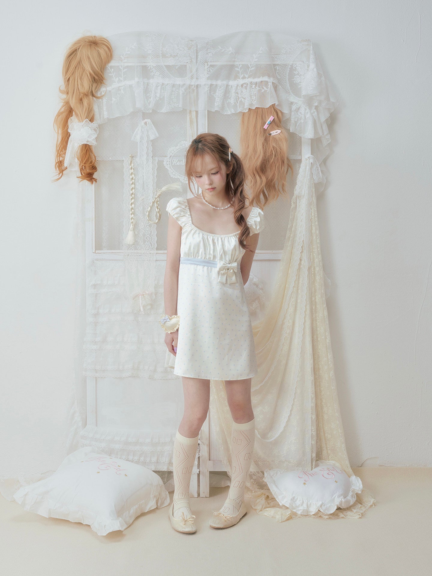 SOS SEAMSTRESS - Cream Polka Puff Dress dress SOS SEAMSTRESS
