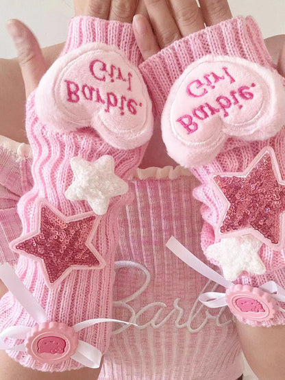 Hidden - Decora Knit Fingerless Gloves for Kawaii Sweet Girls sleeves hidden
