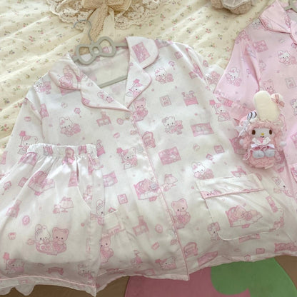 Blurred Bear - Pink Sweet Short Sleeve Pajama Set set Blurred Bear