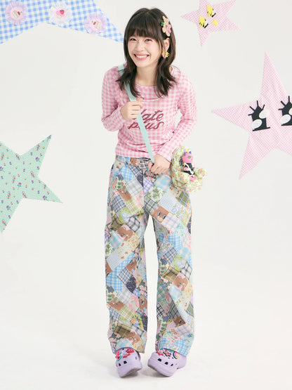 tntntutu - Teddy Patchwork Straight-Leg Pants pants tntntutu