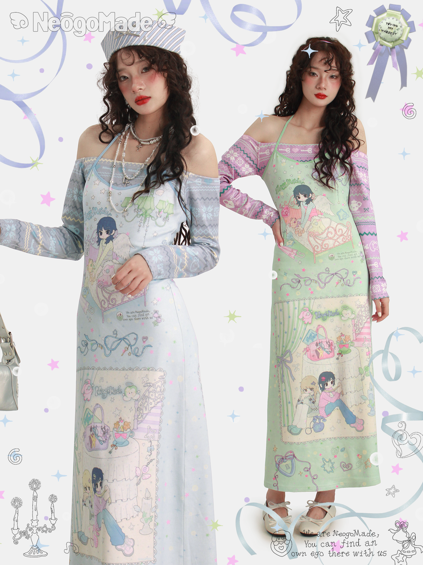 NeogoMade – Kawaii Off-Shoulder Layered Dress dress NeogoMade