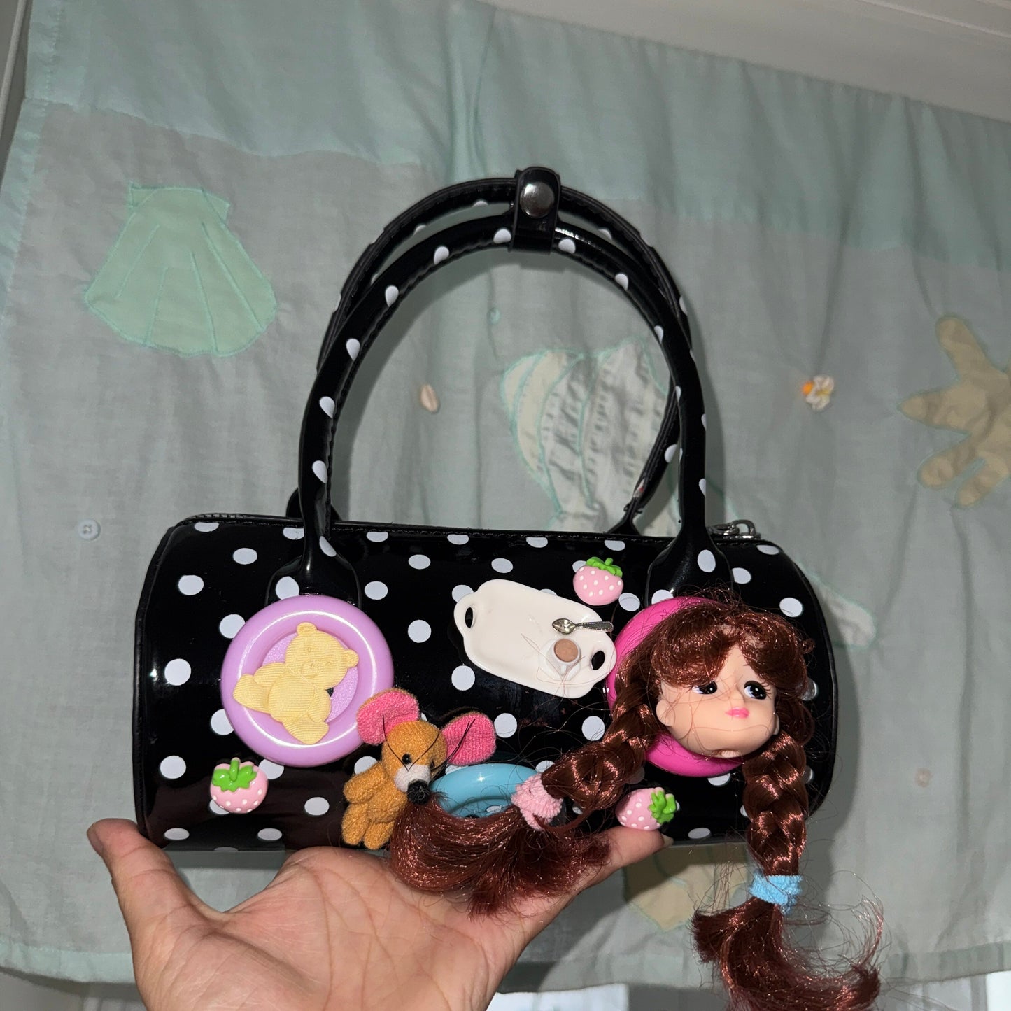 Hottie - Y2K Black Polka Dot Mini Pillow Bag