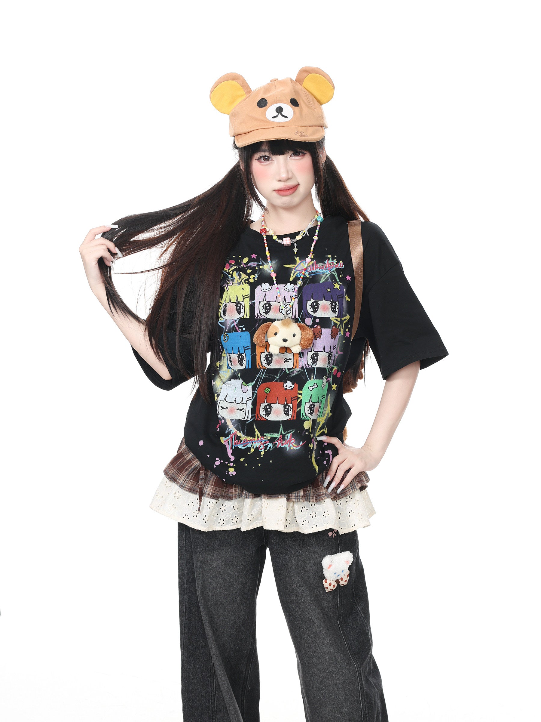 Languid Park - Black/White Drop Shoulder Tee tshirt Languid Park Black S