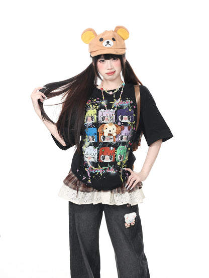 Languid Park - Black/White Drop Shoulder Tee tshirt Languid Park Black S