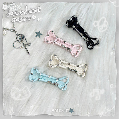 Rhinestone Bone Hair Clip | Kawaii Y2K Korean Style Side Hair Clip hair clip Sleepwalking Cat