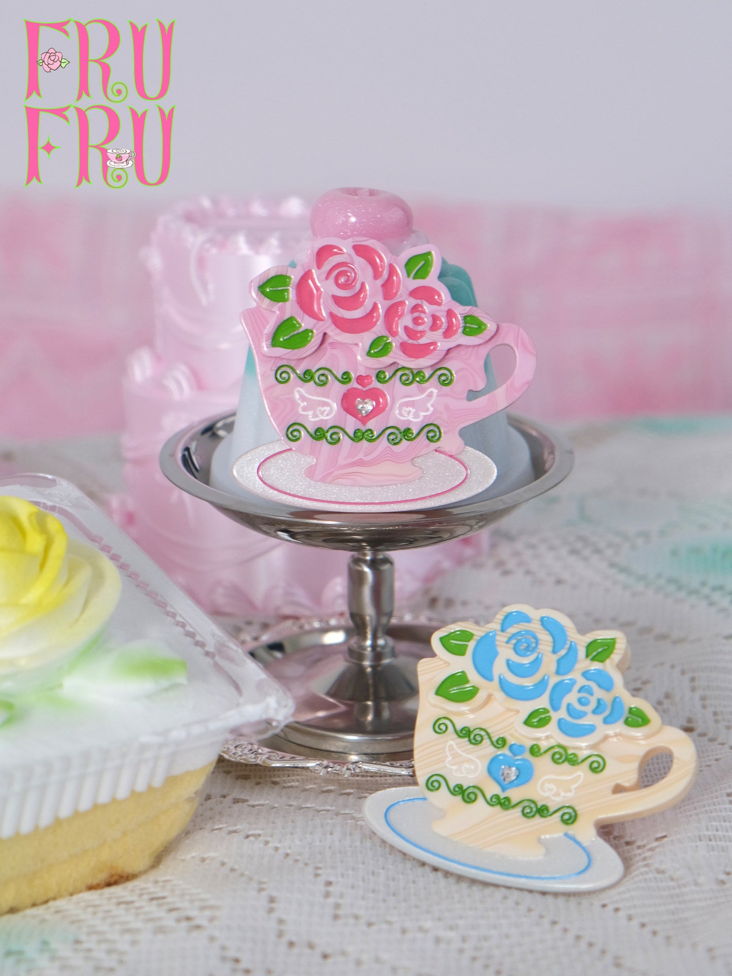 frufru - Pink Rose Coffee Hair Clip hair clip frufru
