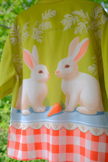 No Blue Today - Vintage Oil Painting Rabbit Check Shirt shirt No Blue Today