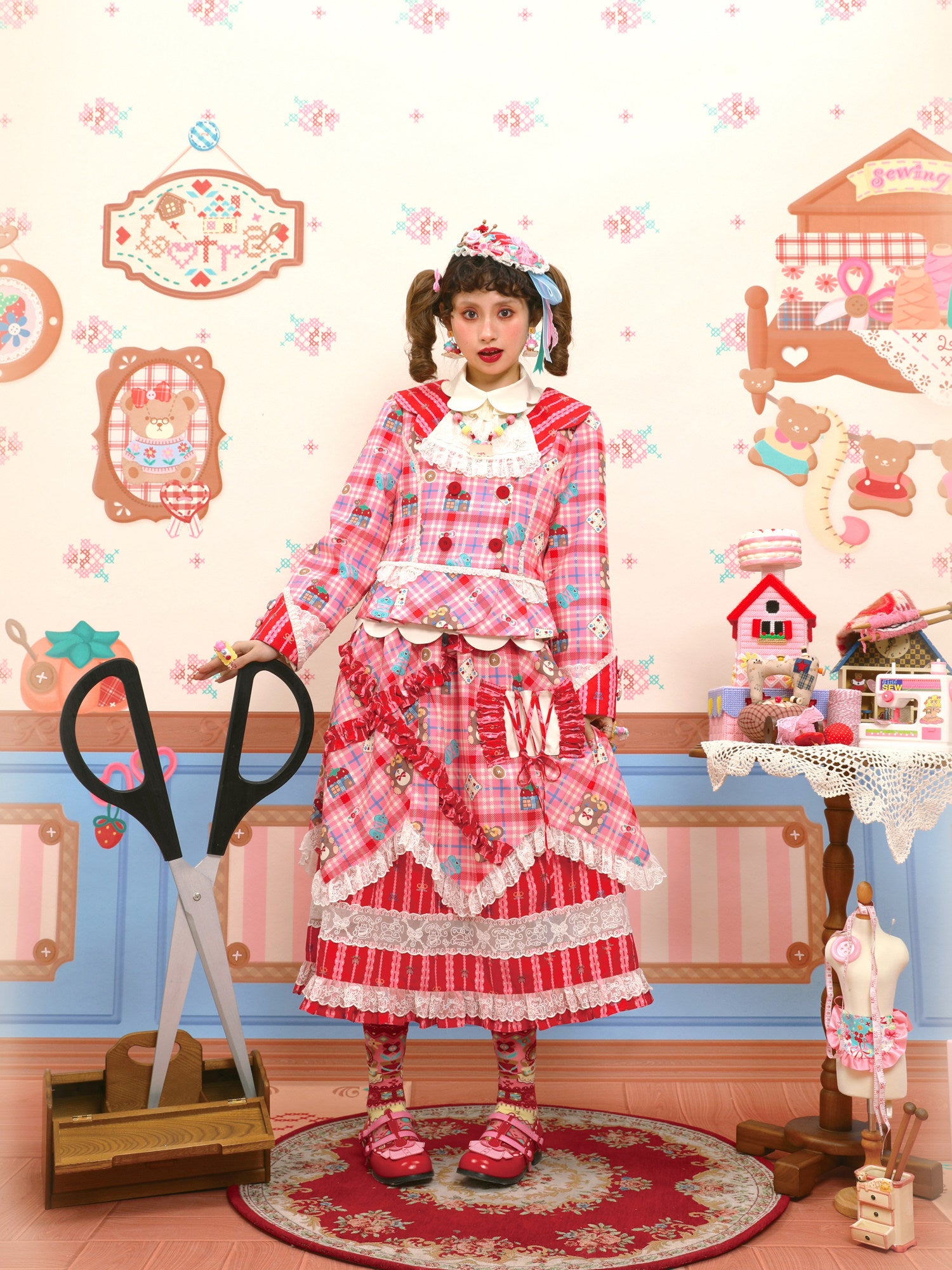 Lutra Jump - Decora Plaid Blazer & Cake Skirt Set set Lutra Jump